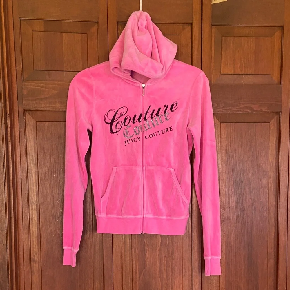 Juicy Couture Pink Velour Zip Up Hoodie - Medium - Picture 8 of 8